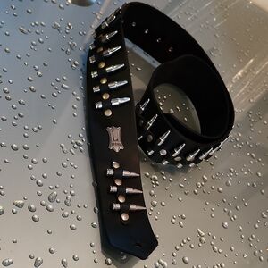 Black Studded Bullet Genuine Leather Belt